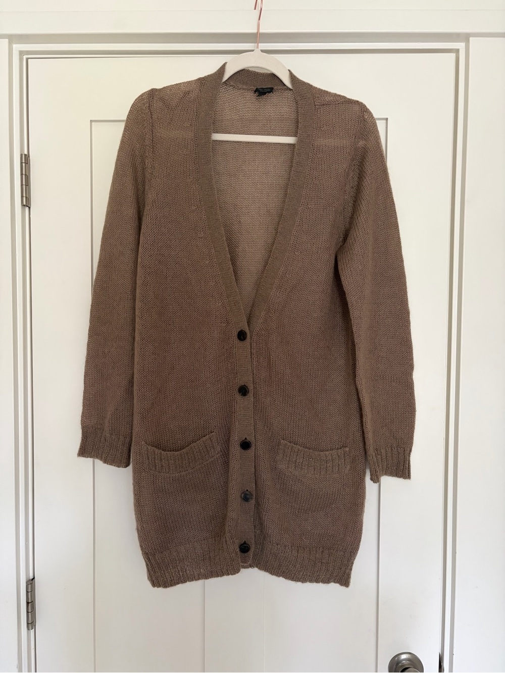Aritzia Talula Babaton Mohair Blend Long Cardigan | Taupe Brown | M - Picture 2 of 7